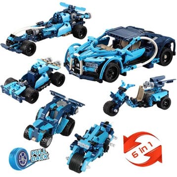 Pull back auto 6 in 1 bouwpakket - CADABRICKS UC52015W, Ophalen of Verzenden, Nieuw, Overige merken