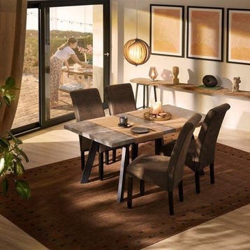 2dekans | tectake® - Eetkamerstoelen - 2 stuks - suede, Ophalen of Verzenden, Zo goed als nieuw, Bruin