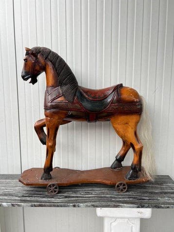 Unknown Manufacturer - Speelgoed Wooden Horse On Wheels