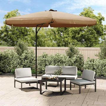 vidaXL Parasol met stalen paal 300 cm taupe, Verzenden, Nieuw, 3 tot 4 meter
