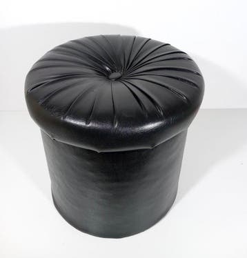 Poef - Hout, Leder - decoratieve kruk
