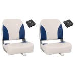 vidaXL Bootstoel 2 set met blauw-witte kussens inklapbaar, Watersport en Boten, Verzenden, Nieuw