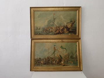 Lijst (2)- Set van twee antieke lijsten die bij elkaar horen