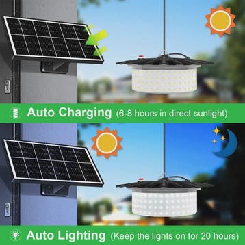 Draagbare Solar Hanglamp met 244 LED's, 360° Licht, Waterdic, Verzenden, Nieuw