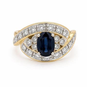 Ring - 18 karaat Geel goud, Witgoud - 2.40ct. tw. Saffier -, Nieuw