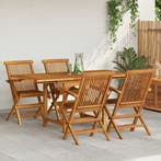 vidaXL 5-delige Tuinset massief teakhout, Tuin en Terras, Tuinsets en Loungesets, 4 zitplaatsen, Verzenden, Nieuw, Tuinset