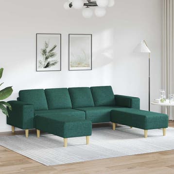 vidaXL Woonkamer Bank 3 st Donkergroen Polyester, Verzenden, Nieuw, Kunststof, 150 tot 200 cm