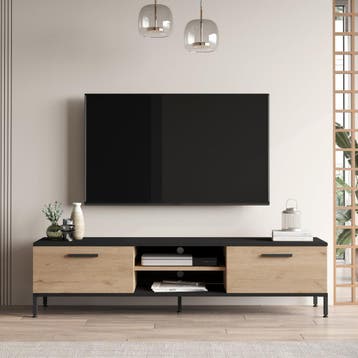 [en.casa] TV-meubel Lempäälä 39x160x35 cm eiken en zwart, Huis en Inrichting, Verzenden, Nieuw
