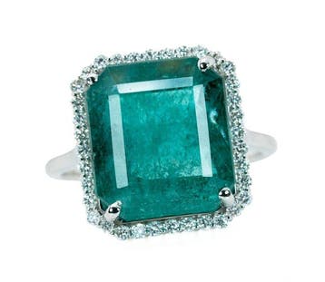 Zonder minimumprijs - Ring - 14 karaat Witgoud, Green, Nieuw