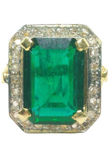 Zonder minimumprijs - Ring - 9 kt. Zilver, Geel goud Smaragd, Nieuw