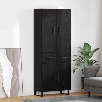 vidaXL buffetkast 2 st Zwart Eiken 69,5 x 34 x 180 cm, Huis en Inrichting, Minder dan 50 cm, Verzenden, Nieuw, Minder dan 100 cm
