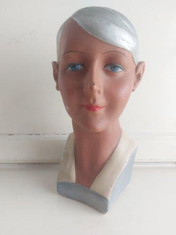 Mannequin - Art-deco mannequin - Hoedenhoofd - Gips