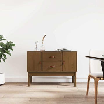 vidaXL Dressoir 110x40x78 cm massief grenenhout honingbruin, 100 tot 150 cm, Verzenden, Nieuw, Grenenhout