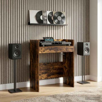 vidaXL DJ Tafel Gerookt eiken 82 x 45 x 102 cm Bewerkt hout, Muziek en Instrumenten, Verzenden, Nieuw