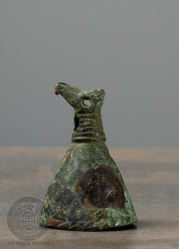 Luristan Brons Luristan-bronzen bel met gestileerde, Antiek en Kunst
