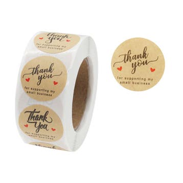 1 rol 500 stickers Wensetiket zegel rond 25mm Thank you f..., Ophalen of Verzenden, Nieuw