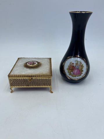 Sieradendoos (2) - Porselein, Metaal - Sieraadendoos en, Antiek en Kunst, Curiosa en Brocante