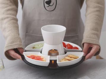 Keramische Fondue Set: Chocolade & Kaas Fondue met 4 Dipkomm, Verzenden, Nieuw