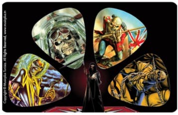 Iron Maiden - Pikcard met 4 plectrums, Verzamelen, Muziek, Artiesten en Beroemdheden, Ophalen of Verzenden, Nieuw, Gebruiksvoorwerp