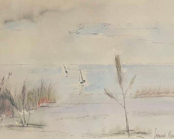 Fernand Roux (1906-1994) - Paysage de bord de mer, Antiek en Kunst