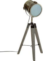 STAANDE LAMP METAAL - 68 CM - BRONZE - OP 3 POTEN IN HOUT, Antiek en Kunst, Verzenden