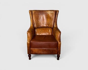 Fauteuil - Leder, Hout