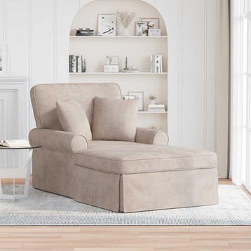 vidaXL Chaise Lounge met Rok met kussen Beige 157 x 91 x 91, Huis en Inrichting, Banken | Sofa's en Chaises Longues, Verzenden