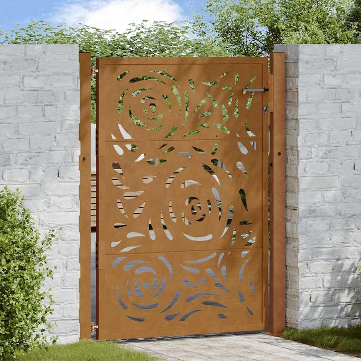 vidaXL Poort met vlamontwerp 100x150 cm weervast staal, Tuin en Terras, Tuinpoorten, Nieuw, Verzenden
