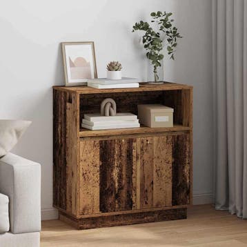 vidaXL LED Sideboard Oudhout 71 x 34,5 x 75 cm Bewerkt hout, Minder dan 50 cm, Verzenden, Nieuw, Minder dan 100 cm