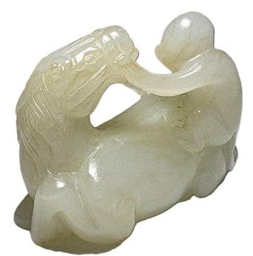 Chinese Pale Celadon Nephrite Jade Carving of a Monkey