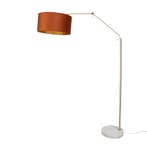 Vloerlamp goud verstelbaar met kap oranje en gouden, Huis en Inrichting, Lampen | Vloerlampen, Verzenden, Nieuw, Modern