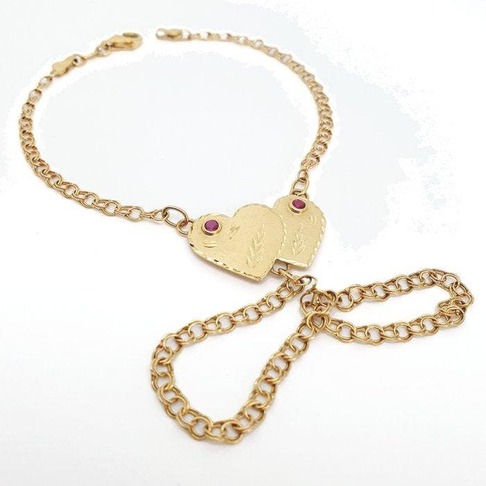Armband - 18 karaat Geel goud - Robijn, Sieraden, Tassen en Uiterlijk, Armbanden