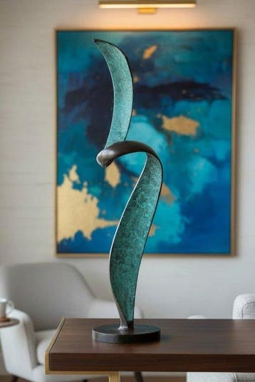Signed - sculptuur, Helix Spiral - 56 cm - Brons