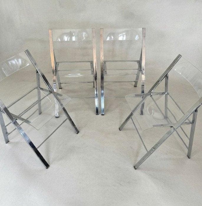 Klapstoel - Acryl - Een set van vier vouwstoelen, Antiek en Kunst, Kunst | Designobjecten