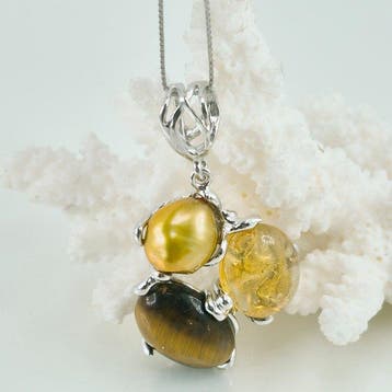 Zilver - Ketting met hanger - tijgeroog, kwarts