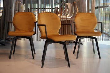 3 x Gealux Smiley eetkamerstoel draai in combi. stof/leer, Drie, Nieuw, Ophalen of Verzenden, Leer