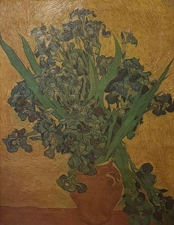 Oostenrijkse school (XX) - Vaso con Iris su fondo oro, da