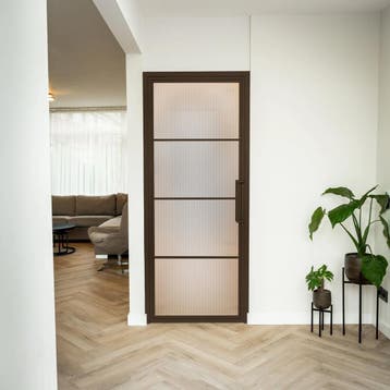 Stalen Binnendeur - Brons - 4 Vlaks - Kanaalglas, Minder dan 80 cm, Binnendeur, Nieuw, Metaal