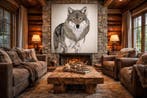 Alpaca-jacquard tapijt Lupo majestueus, kracht en wilde