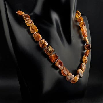 Barnsteen - Baltic Amber Square Nugget Necklace – Natural