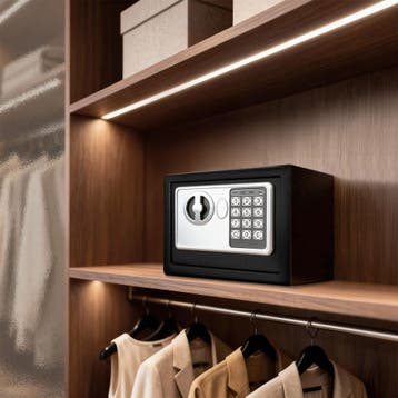 Elektronische kluis met sleutel - zwart, Verzenden, Nieuw