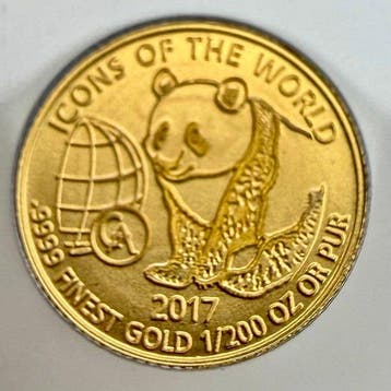 Rwanda. 10 FRW Panda 2017 , oro 1/200 Oz (.999) (Zonder