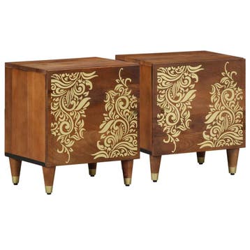 vidaXL Nachtkastje met Deur 2 st Honingbruin 40 x 33 x 46 cm, Huis en Inrichting, Minder dan 45 cm, Verzenden, Nieuw, Minder dan 55 cm