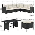 2dekans | Loungeset Manacor - Polyrotan - Zwart/wit, Ophalen of Verzenden, Zo goed als nieuw