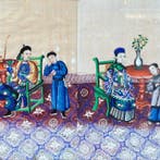 Schilderij - Chinese personages - Rijstpapier (Verkocht