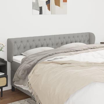 vidaXL Hoofdbord met randen 183x23x78/88 cm stof lichtgrijs, Verzenden, Nieuw, Grijs, Stof