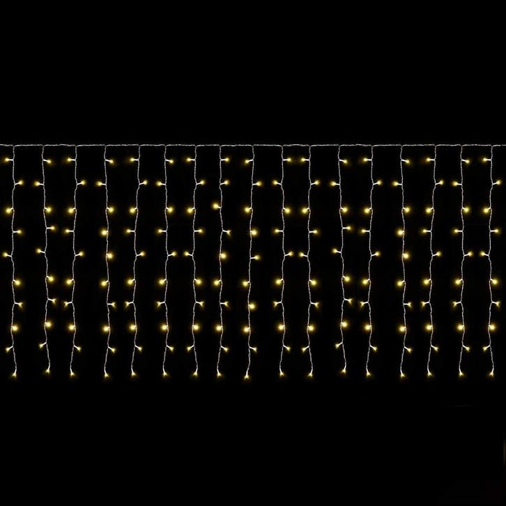 LED gordijn kerst - 6 x 1 meter - warm wit - 300 leds, Diversen, Kerst, Ophalen of Verzenden