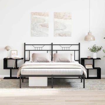 vidaXL Nachtkastje 2 st Zwart Eiken 50 x 30 x 51,5 cm, Minder dan 45 cm, Verzenden, Nieuw, Minder dan 55 cm