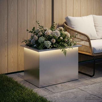 vidaXL Plantenbak met led zilver 40 x 60 x 40 cm, Tuin en Terras, Verzenden, Nieuw, Metaal, 60 tot 100 cm