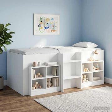 vidaXL Kinder Hoogslaper Wit 90 x 190 cm Bewerkt hout, Verzenden, Nieuw, Wit, Hout